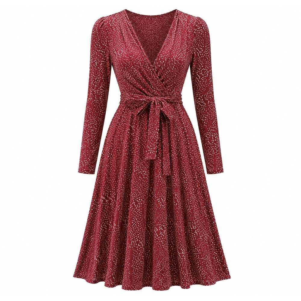 Max Mara Printed Faux Wrap Dress 38 US S Long Sleeve Midi Luxury Office Chic